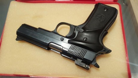 Se vende por no usar pistola llama xv 22lr 
Da justo los 13cm entre miras 
El alza ya a pasado por el 01