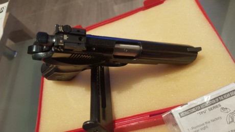 Se vende por no usar pistola llama xv 22lr 
Da justo los 13cm entre miras 
El alza ya a pasado por el 10