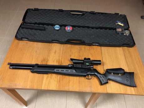 Hatsan BT65 con visor 3-12x50, maleta rígida, silenciador y bomba Hill. Todo el conjunto esta impecable, 01