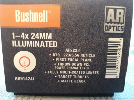 Vendo visor bushnell ar 1-4x24 btr ret. Iluminada..a estrenar¡¡..por 300€..portes incluidos a península.. 60