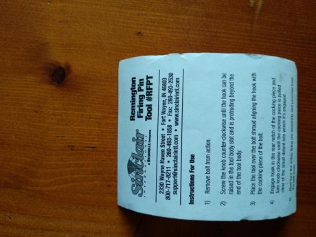 Para desmontar cerrojo s de fusiles remington
Precio 20€ está en Collado Villalba 01