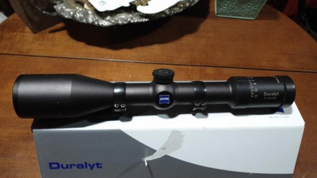 Visor Zeiss modelo Duralyt, 3 a 12 X 50  , buen estado, con su caja original 600€, con anillas Apel 700€, 01