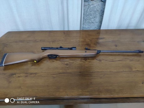 Hola,  vendo carabina aire GAMO modelo 610 calle 5.5 con alza incluida por 75 euros,  esta en muy buen 00