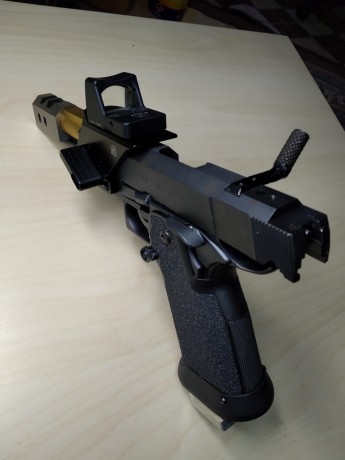 Buenos días.

Vendo INFINITY IMM 9 mm Open.
Montura Doble Alfa DAA Negra.
Visor TRIJICON RMR.
Freno de 00