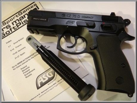  Vendo CZ 75D COMPACT cal.6mm BB C02 semi automatico marca ASG. 
Sólo se han disparado cinco cargas de 00