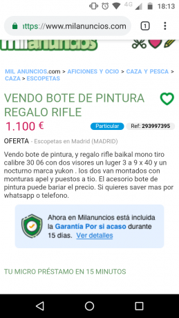Uno pide por un Pietta niquelado con sus certificados, 2000 euros, jajaja.

Y el otro anuncio, no comete 151