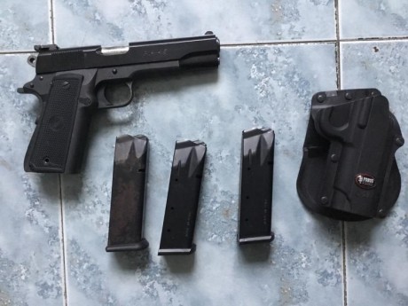 Buenas, 

Vendo una paraordnance 14-45, doble ílera, con tres cargadores y funda. Dies y material de recarga. 00