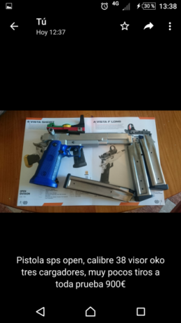 Buenas amigos, vendo 4 pistolas SPS DE OPEN:
SPS vista calibre 38 super, con otro carro duotone, totalmente 01