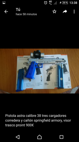 Buenas amigos, vendo 4 pistolas SPS DE OPEN:
SPS vista calibre 38 super, con otro carro duotone, totalmente 00