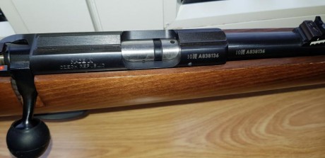 ES UNA CARABINA DEL 22 LR, CON CAÑON DE 12 ESTRIAS PARA CENTRAR MEJOR EL PROYECTIL, DE CERROJO CON CARGADOR 32