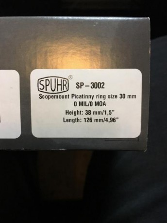 Vendo montura SPUHR SP-3002 , diametro 30 mm , altura desde el centro del visor 38 mm. , nueva , solo 11