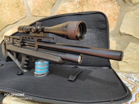 Carabina PCP FX Wildcat con culata sintética negra Bullpup y regulador de potencia  Huma incorporado. 00