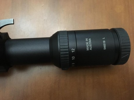 Visor Khales Helia C 3-12x56 retícula 4 y tubo de 30 mm. Está montado con anillas y su estado es perfecto, 11