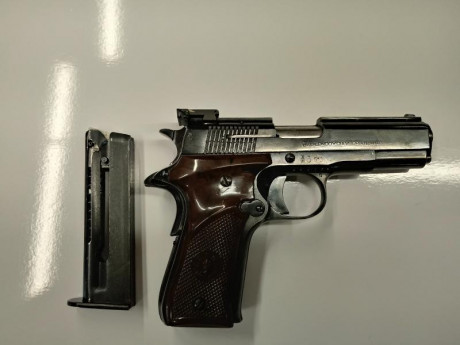 Vendo esta preciosidad de pistola Guiada en F
en su caja original manual de instrucciones y un cargador
calibre 01