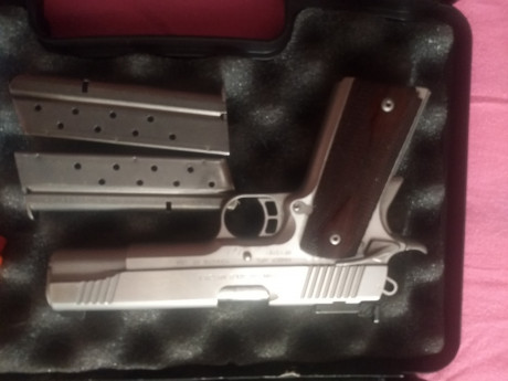 vende Kimber MFG stainless gold match II, 2carros uno del 9 y otro del 22lr, con dos cargadores de cada, 00