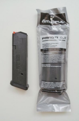 Hola, vendo cargador Magpul para para Glock 17, también valido para 19 y 26, el cargador tiene capacidad 00