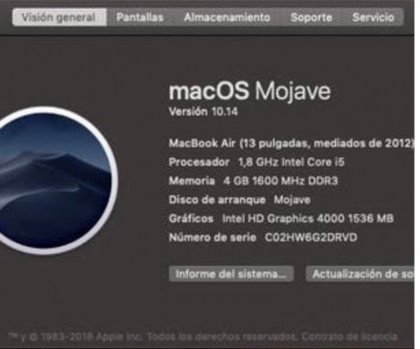 Se vende en perfecto estado y con todos sus accesorios Apple Macbook Air versión 13 pulgadas , modelo 02