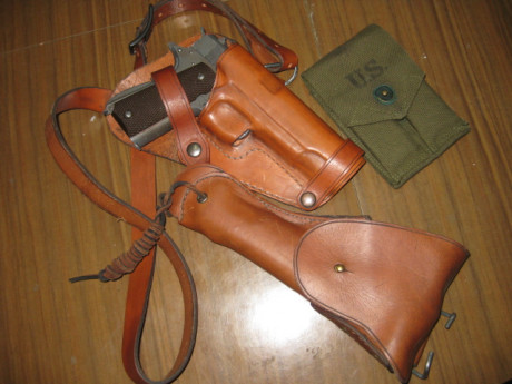 Cuchillo kabar de la casa imi de entrenamiento de goma con funda de cuero vintage 25€, pistola 1911 a1 02