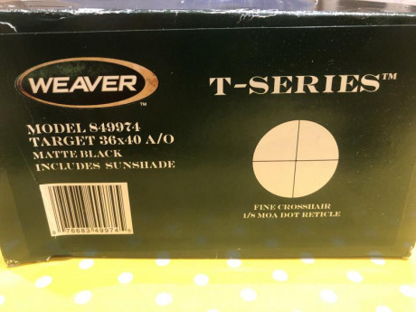 Buenas tardes
Vendo visor Weaver T36, practicamente nuevo, estuvo colocado en una carabina 22 (Savage 40