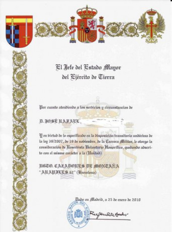  PETICIÓN AL GOBIERNO DE ESPAÑA PARA LA CREACIÓN DE UNA MEDALLA CONMEMORATIVA DEL SERVICIO MILITAR OBLIGATORIO. 70