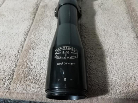 Visor Shmit-bender 8x56 reticula 1
Tubo de pulgada
Muy ligeros signos de uso.
Optica impoluta. 
Con juego 00