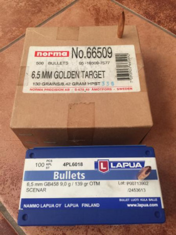 Por venta del arma vendo los siguientes accesorios para la recarga del calibre 6,5x55:

197 vainas lapua 11