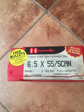 Por venta del arma vendo los siguientes accesorios para la recarga del calibre 6,5x55:

197 vainas lapua 21