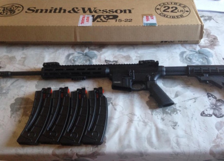 Vendo Smith&Wesson MP15 22LR prácticamente nuevo, con 4 cargadores, 3 de ellos sin estrenar.
El precio 00