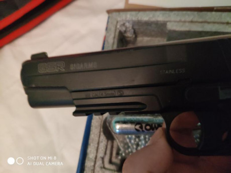 Hola

Vendo pistola sigsauer GSR de sigarms CO2 de bolas de acero,con poco uso
Incluyo adaptador para 00