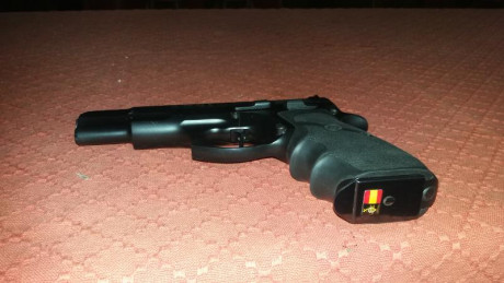 Hola. Vendo guiada en F.
Gatillo y martillo de competición. Miras regulables. 
Anulada la doble acción 12