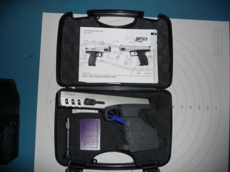 Vendo pistola Walther SP22, cañón de 6 pulgadas, empuñadura anatómica regulable sin tocar, perfecto estado, 02