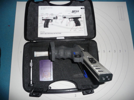 Vendo pistola Walther SP22, cañón de 6 pulgadas, empuñadura anatómica regulable sin tocar, perfecto estado, 00