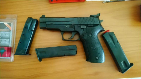 Vendo Sig Sauer P226 en calibre 9 Pb.
2 cargadores originales y uno Mecgar
Alzas originales y unas graduables 01