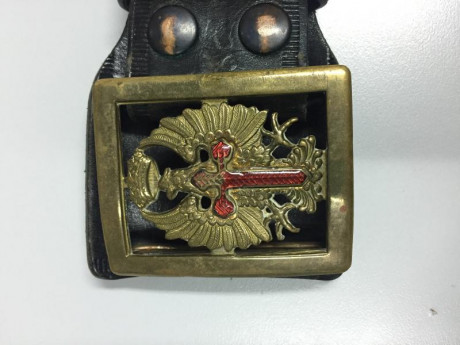 Se vende ceñidor cinturón formación Ejército de piel y hebilla metálica esmaltada de calidad, años 90, 02