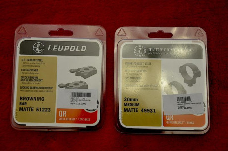 Vendo monturas completas (Bases y anillas) para rifle FN BAR. Estan usadas pero en estado impecable. Las 00