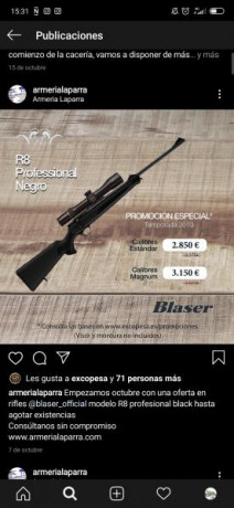 Un compañero se plantea comprar un rifle de cerrojo rectilineo y se planteó un blaser r8 de 2 mano, porque 30