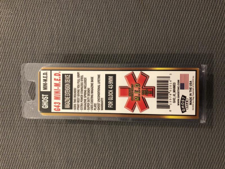 - 2 unidades de  EXTENSIONES de cargador GLOCK 43  marca  GHOST INDUSTRIES .

 Aumenta  en  + 2 CARTUCHOS 00