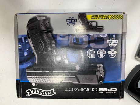 Vendo Walther CP99
Muy poco uso 
Regalo unas 1500 bolas de acero 4.5mm
130€
Contacto: alfonsompf@gmail.com 00