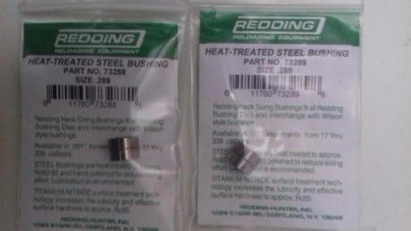 Vendo este die de recalibrado de cuerpo completo y cuello con bushing.
Incluyo 4 bushing diferentes, .288 11