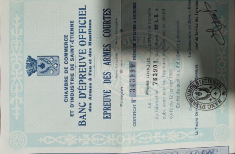Se vende pistola 22LR Unique Des 69 fabricada en 1981. Con documentación original del banco de pruebas 10