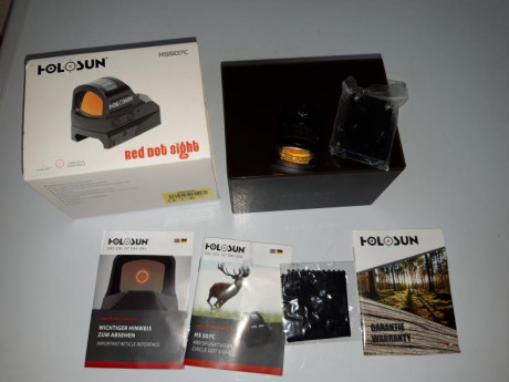 Visor de punto rojo marca Holosun modelo HS507C con poquísimo uso, está perfecto, combina batería con 00