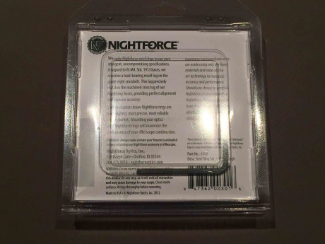 RETIRADAS DE LA VENTA¡¡¡
Oferta, anillas NIGHTFORCE, 30MM X-High, acero, las más robustas
Excelente pieza. 01