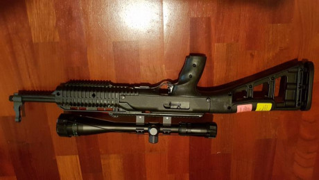 Vendo rifle hi-point 9mm sólo estrenado para centrar el visor Tasco-Bushnell 24x50
A 50m tiene una precisión 02
