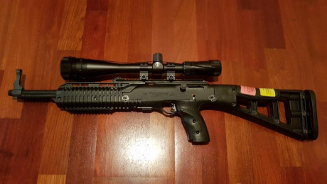 Vendo rifle hi-point 9mm sólo estrenado para centrar el visor Tasco-Bushnell 24x50
A 50m tiene una precisión 01