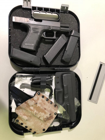 Se vende glock 19 gen 4 por falta de uso, muy pocos tiros, en perfecto estado, disparador a 2kg, 3 cargadores, 00