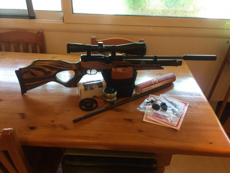 Carabina hw100 en perfecto estado, dos cañones uno corto y otro largo, silenciador weihrauch,visor Bsa 12