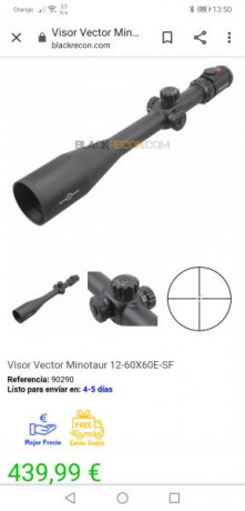 Vendo visor Vector Optics Minotaur 12-60 x 60 E-SF con retícula iluminada y anillas para carril picantiny 00