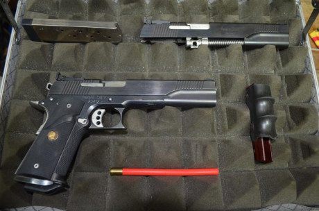 Vendo pistola con dos carros uno del 45  y  otro  del 9 pb. el arma tiene pocos tiros y por problemas 00