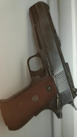 Vendo pistola llama Tipo 1911. Desconozco el modelo exacto.
Alza regulable en deriva.
2 cargadores.
Buen 00