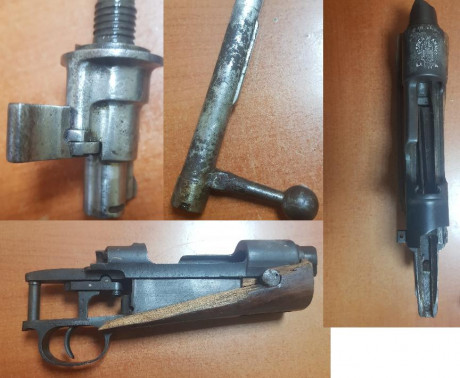 vendo almacén y cerrojo mauser coruña, es el cuerpo del cerrojo corte a 45 grados en la punta y la aguja 00